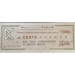 100 Lire Banca Agricola Commerciale di Reggio Emilia