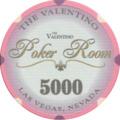 5000 Dollar Poker Chip - The Valentino Poker Room Las Vegas, Nevada