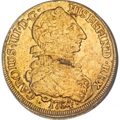 8 Escudos - Carlos III bust of Carlos III, rat nose type
