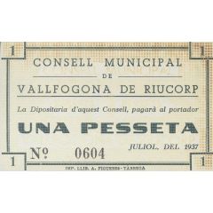 1 Peseta Vallfogona de Riucorp