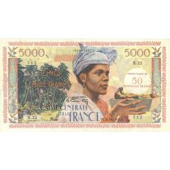 50 New Francs Overprint on P#36 - 5000 Francs