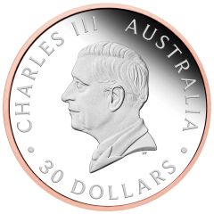 30 Dollars - Charles III 1st Portrait - Australian Wedge-tailed Eagle - Silver Proof Ultra High Relief Gilded