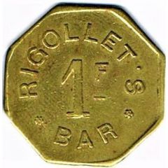1 franc - Rigollet`s bar - Paris 75