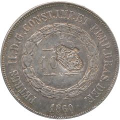 600 Réis - Luis I Countermark `BIG CROWN` over `1000 Réis - Pedro II, Brazil`