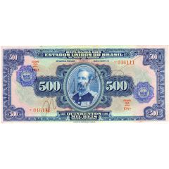 500 Cruzeiros overprint on 500 Mil Réis P# 92