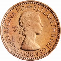 1 Farthing - Elizabeth II 1st portrait, with `BRITT:OMN`