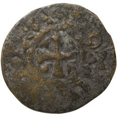 Denier - Lothair II Soissons mint, temple