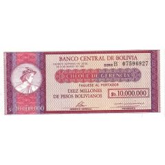 10 Bolivianos overprinted on P# 192B