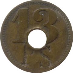 13 Pfennig Werth-Marke, Countermarked `PS`