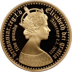 5 Pounds - Elizabeth II Gothic - Portrait, Gold