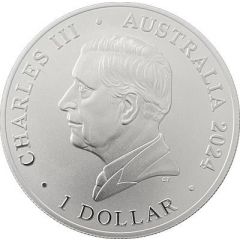 1 Dollar - Charles III 1st Portrait - Hourglass Dolphin - Silver Bullion Coin