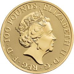 100 Pounds - Elizabeth II Lion of England, 1 oz Fine Gold