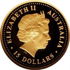 15 Dollars - Elizabeth II 4th Portrait - Dolphin - Gold Bullion Coin