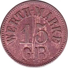 15 Pfennig Werth-Marke, Countermarked `GB`