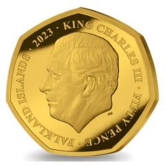 50 Pence - Charles III Coronation, Gold Plated