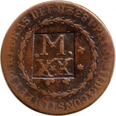 20 Réis - Pedro II Maranhao First Series Countermarked 80 Réis