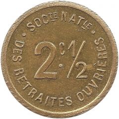 2 1/2 Centimes - Société Nationale des Retraites Ouvrières Paris