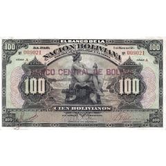 100 Bolivianos overprinted on P# 111