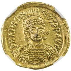 Solidus - Anastasius I Dicorus VICTORIA AVGGG, Constantinopolis, Type ⳨ inverted