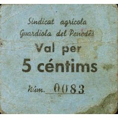 5 Céntimos Guardiola del Penedés, Sindicat Agrícola