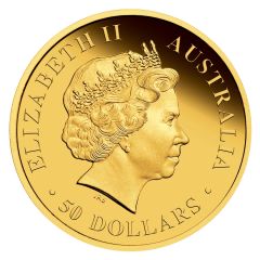 50 Dollars - Elizabeth II 4th Portrait - Discover Australia - Kookaburra - Gold Proof