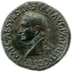 Sestertius - Vespasian, Titus, and Domitian CAESAR AVG F DES IMP AVG F COS DES IT S C