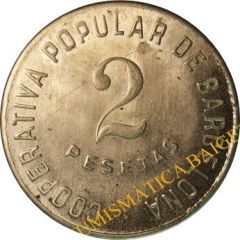 2 Pesetas - Cooperativa Popular de Barcelona