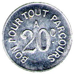 20 CENTIMES CHEMIN DE FER A VOIE ETROITE ST ETIENNE