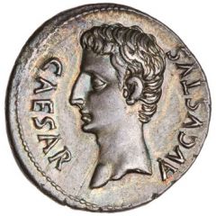 Denarius - Augustus S P Q R CL V