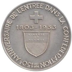 150th anniversary of the entry of the canton of Vaud into the Confederation silver