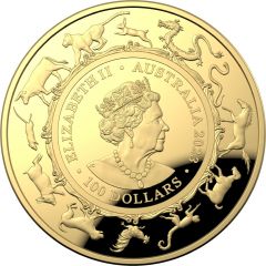 100 Dollars - Elizabeth II Posthumous, 6th Portrait - Year of the Rabbit, Domed - Gold Proof