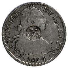 8 Reales - Isabella II Countermark on Mexico 8 Reales