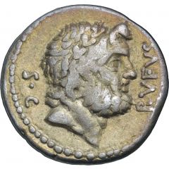 Denarius Pomponia: Quintus Pomponius Rufus, Q•POMPONI RVFVS, Jupiter
