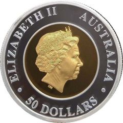 50 Dollars - Elizabeth II 4th Portrait - Australian Wedge-Tailed Eagle - Bimetalic
