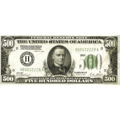 500 Dollars Federal Reserve Note, `Redeemable in Gold`