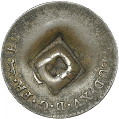 11/2 Pence Black Dog, H countermark on French Metropolitan 2 Sols