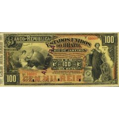 100 Mil Réis Banco da República dos Estados Unidos do Brazil, 1st. Print