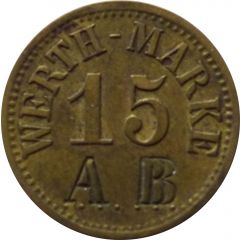 15 Pfennig Werth-Marke, Countermarked `AB`