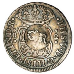 1 Shilling 8 Pence - George II PHS V D G HISP ET IND REX, Mexico City mint, countermarked