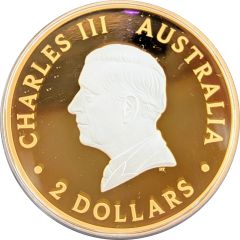 2 Dollars - Charles III 1st Portrait - Kangaroo; Silver Gilded