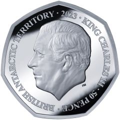50 Pence - Charles III Emperor penguin, Coloured, Silver