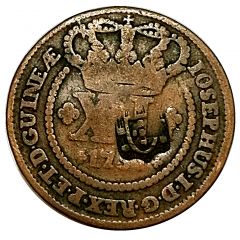 80 Réis Countermarked on 40 Réis - José I - Angola