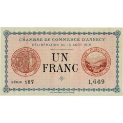 1 Franc - Chambre de Commerce d`Annecy 74