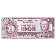 1000 Guaranies Spanish value on reverse