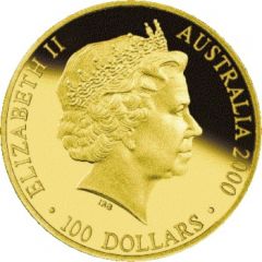100 Dollars - Elizabeth II 4th Portrait - Summer Olympics - Gold Proof