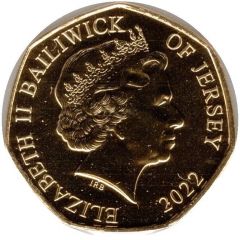 50 Pence - Elizabeth II Platinum Jubilee - Justicia, Gold plated