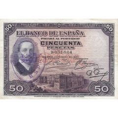 50 Pesetas Provisional Issue, Handstamp