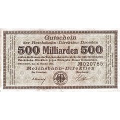 500 000 000 000 Mark Reichsbahndirektion