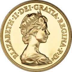 5 Sovereigns - Elizabeth II 2nd portrait, Brilliant Uncirculated