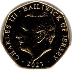 50 Pence - Charles III Royal Residence - Balmoral Castle, Gold plated
